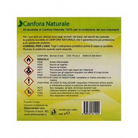 Dhanvantari Canfora Naturale Indiana In Tavolette 64 Pz