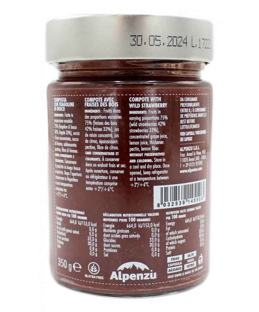 ALPENZU COMPOSTA DI FRAGOLINE DI BOSCO 100% FRUTTA