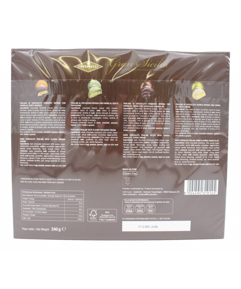 CONDORELLI GRAN SICILIA PRALINE DI CIOCCOLATO RIPIENE