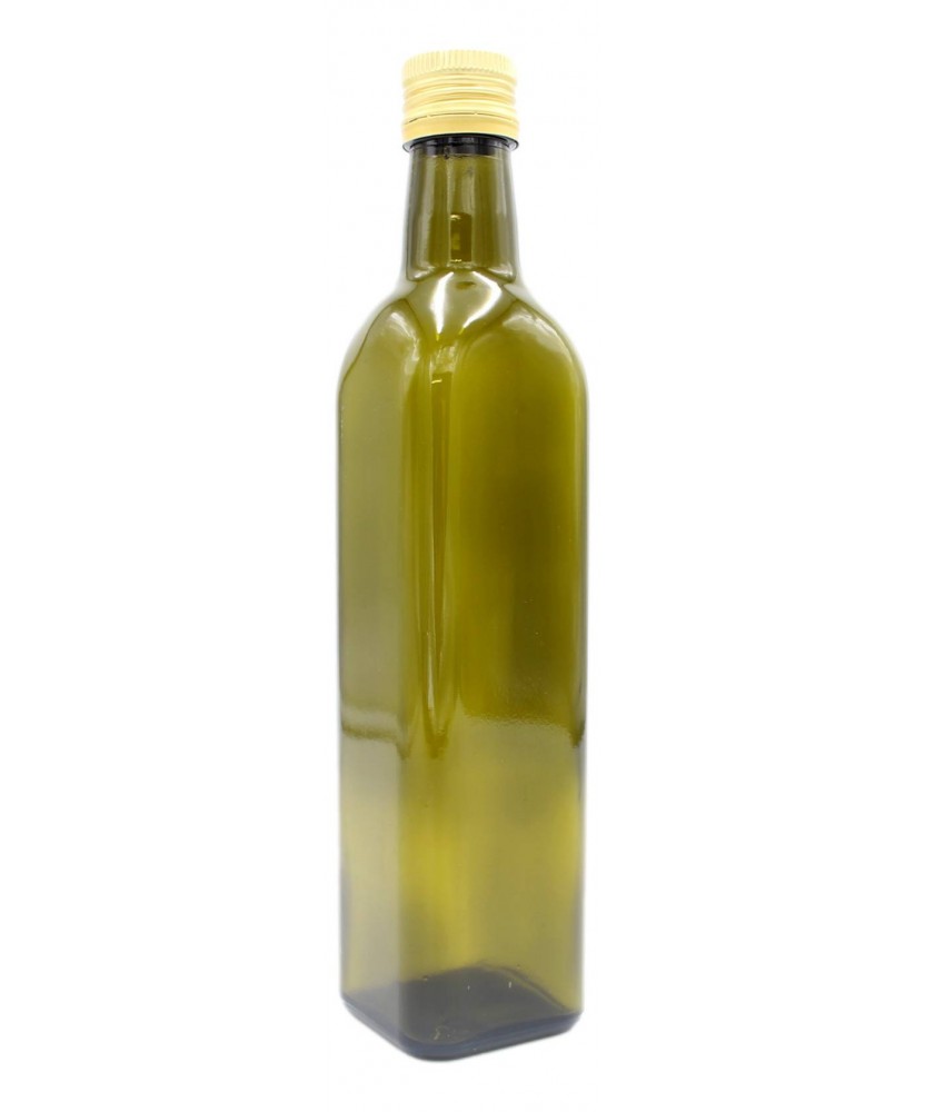 BOTTIGLIA DI VETRO SCURO PER OLIO CON TAPPO 500 ML