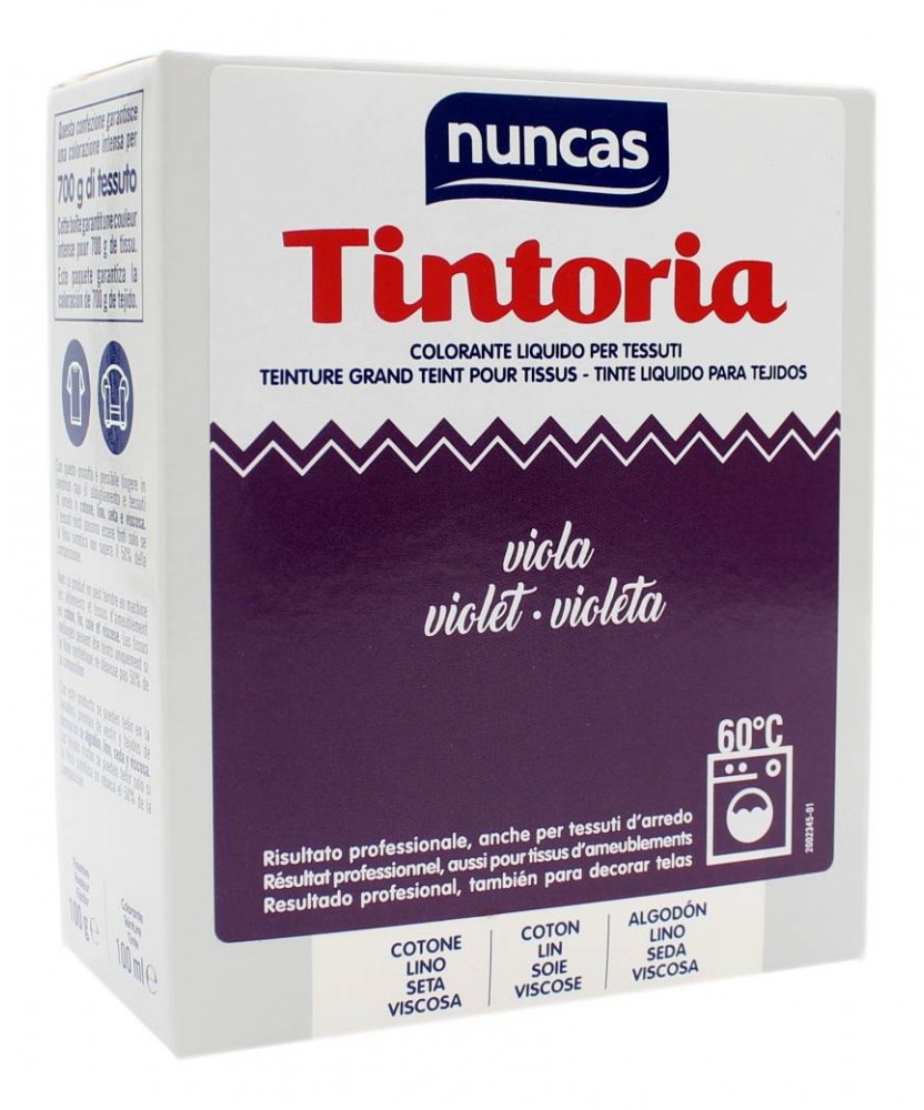 NUNCAS TINTORIA COLORANTE LIQUIDO PER TESSUTI VIOLA 100 GR + 100 ML