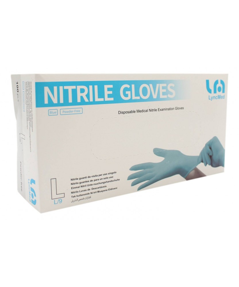LYNCMED GUANTI DA VISITA BLU IN NITRILE PER USO SINGOLO MISURA L/9 100 PZ