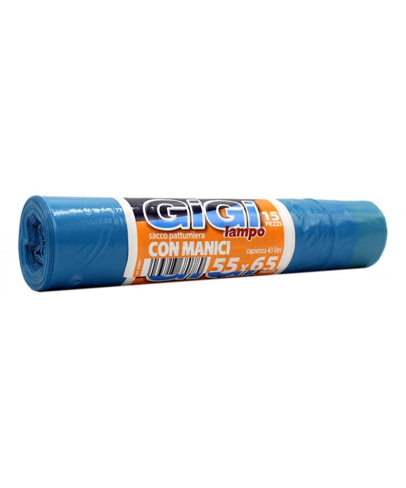 GIGI LAMPO SACCO PATTUMIERA CON MANICI 55X65 15 PZ
