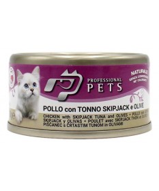 PROFESSIONAL PETS GATTO POLLO CON TONNO SKIPJACK E OLIVE 70 GR