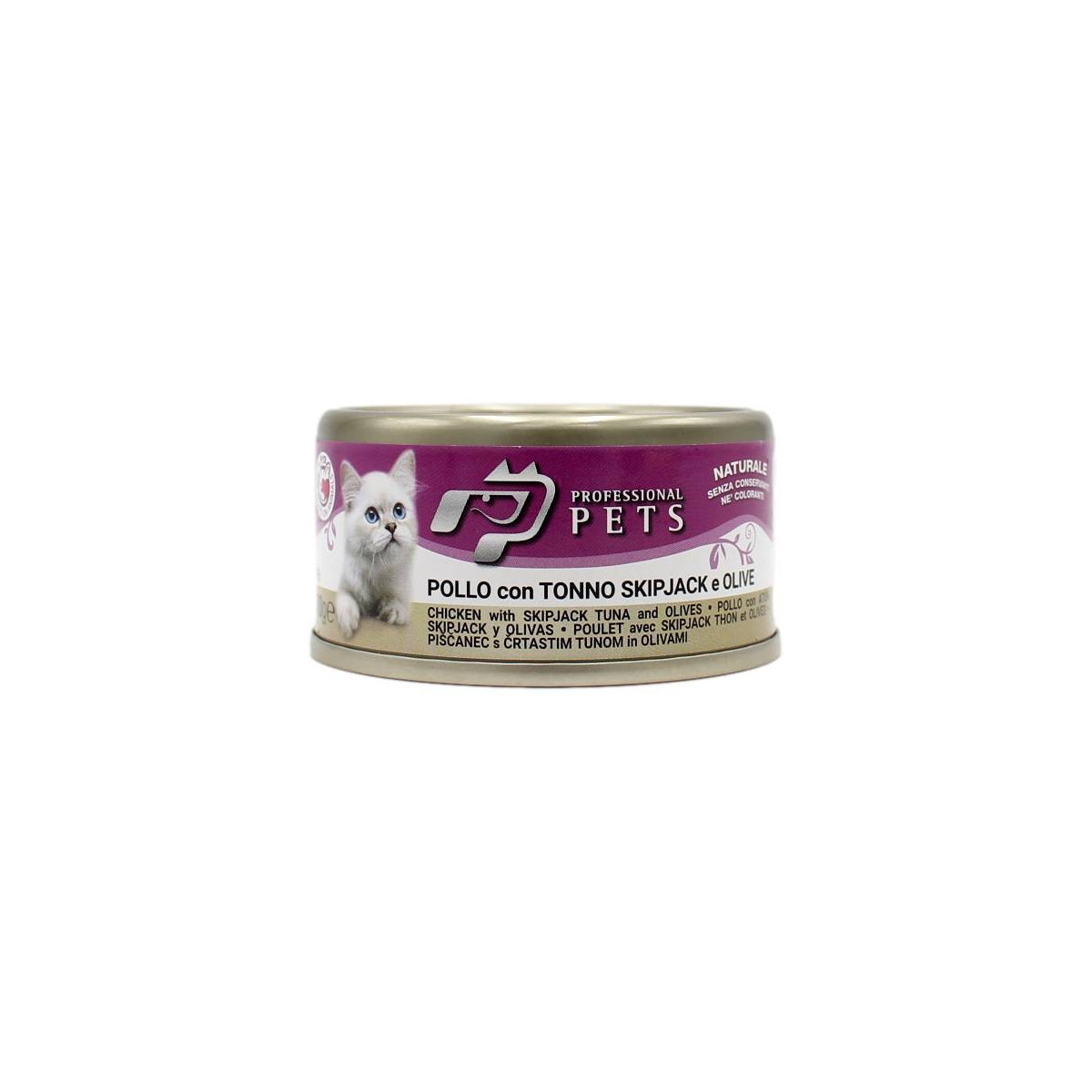 PROFESSIONAL PETS GATTO POLLO CON TONNO SKIPJACK E OLIVE 70 GR