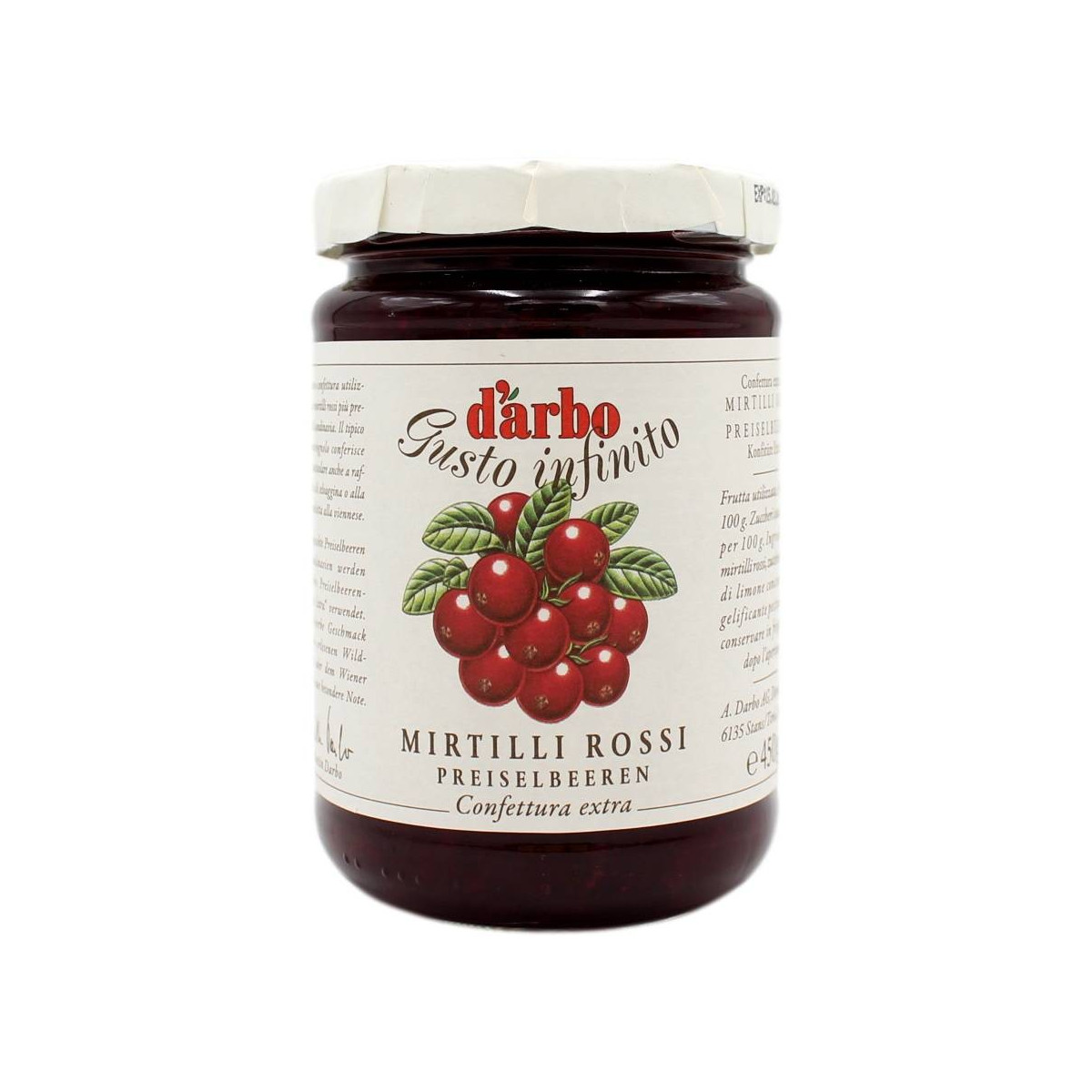 D'ARBO CONFETTURA EXTRA DI MIRTILLI ROSSI 450 GR