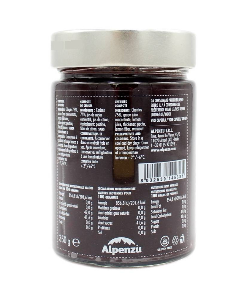 Alpenzu Composta Di Ciliegie 100% Frutta 350 Gr