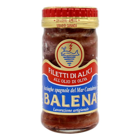 BALENA FILETTI DI ALICI SPAGNOLE DEL MAR CANTABRICO ALL'OLIO DI OLIVA 103 GR