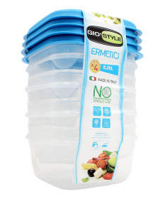 GIO' STYLE CONTENITORI ERMETICI QUADRATI 250 ML 4 PZ