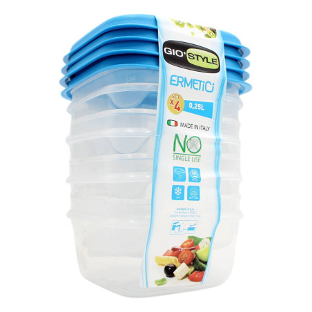 GIO' STYLE CONTENITORI ERMETICI QUADRATI 250 ML 4 PZ