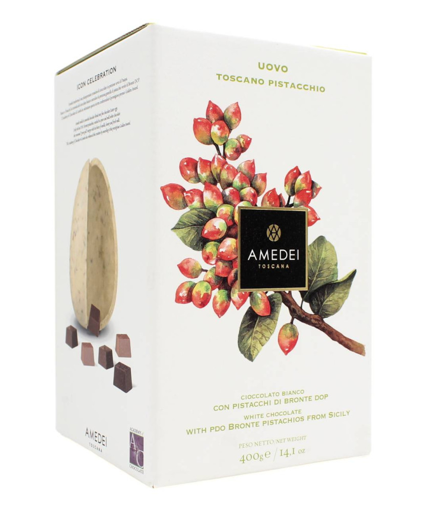 AMEDEI UOVO BIANCO CON PISTACCHI DI BRONTE DOP 400 GR