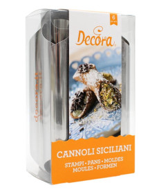 DECORA STAMPI PER CANNOLI SICILIANI IN ACCIAIO 2X12,5 CM 6 PZ