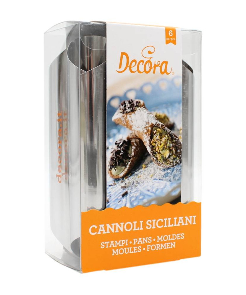 DECORA STAMPI PER CANNOLI SICILIANI IN ACCIAIO 2X12,5 CM 6 PZ
