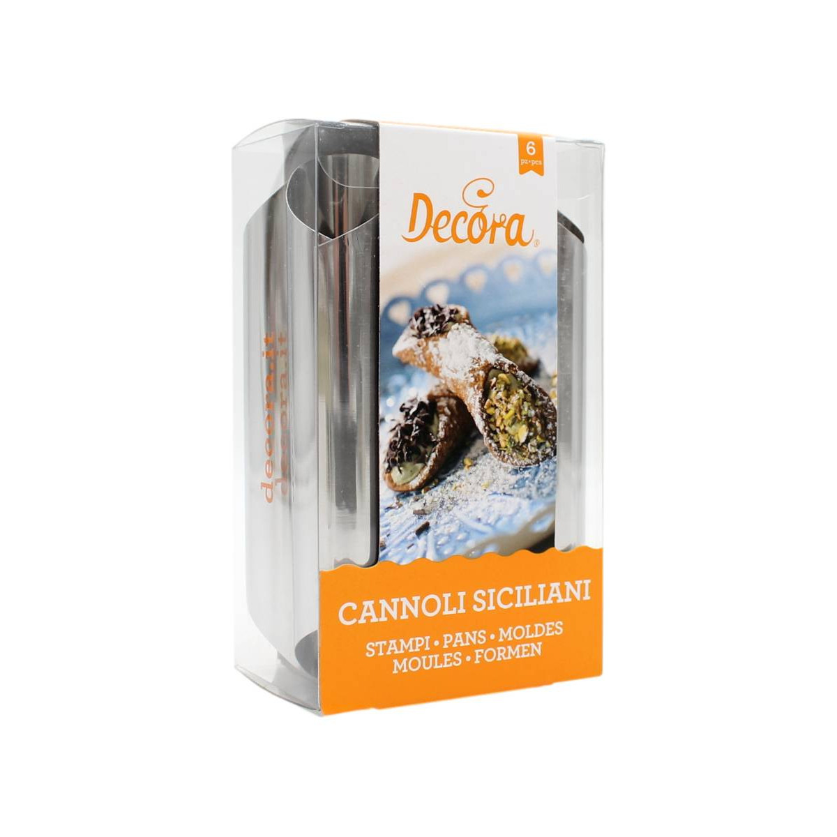DECORA STAMPI PER CANNOLI SICILIANI IN ACCIAIO 2X12,5 CM 6 PZ