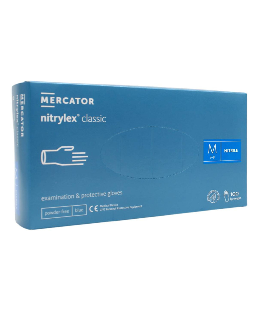 MERCATOR GUANTI MEDICALI MONOUSO IN NITRILE BLU TAGLIA M 100 PZ