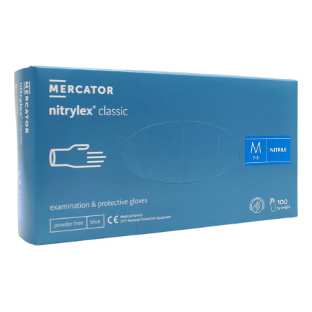 MERCATOR GUANTI MEDICALI MONOUSO IN NITRILE BLU TAGLIA M 100 PZ