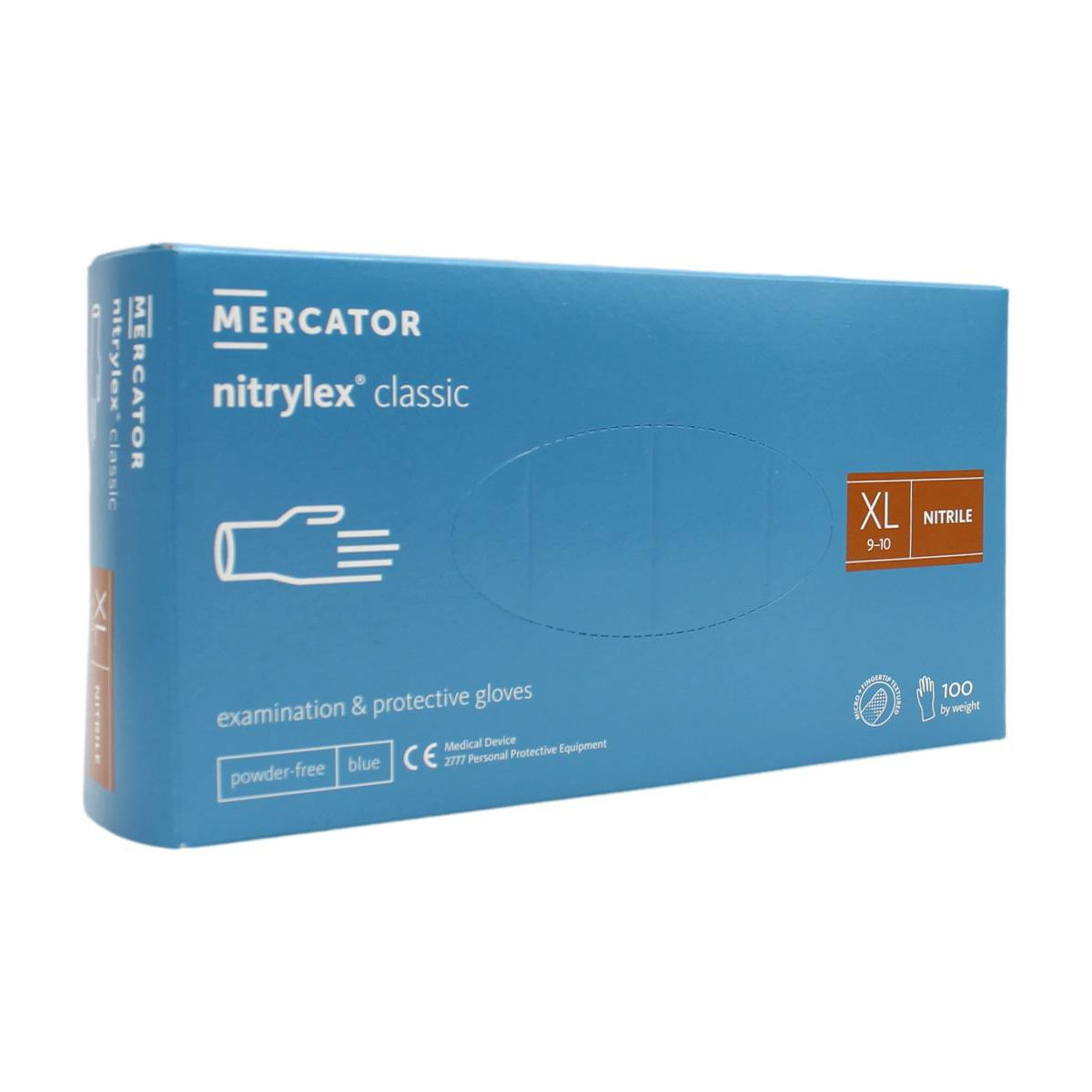 MERCATOR GUANTI MEDICALI MONOUSO IN NITRILE BLU TAGLIA XL 100 PZ