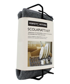 PERFETTO KITCHEN SCOLAPIATTI KIT TAPPETINO IN MICROFIBRA E GRIGLIA SCOLAPIATTI 9 POSTI 1 PZ