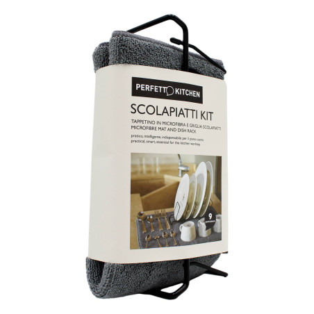 PERFETTO KITCHEN SCOLAPIATTI KIT TAPPETINO IN MICROFIBRA E GRIGLIA SCOLAPIATTI 9 POSTI 1 PZ