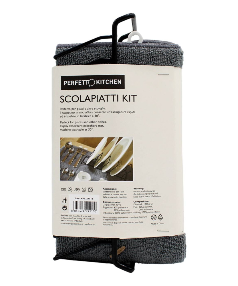 PERFETTO KITCHEN SCOLAPIATTI KIT TAPPETINO IN MICROFIBRA E GRIGLIA SCOLAPIATTI 9 POSTI 1 PZ