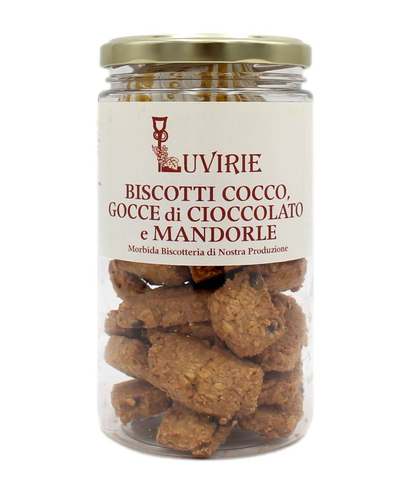 LUVIRIE BISCOTTI COCCO, GOCCE DI CIOCCOLATO E MANDORLE 200 GR
