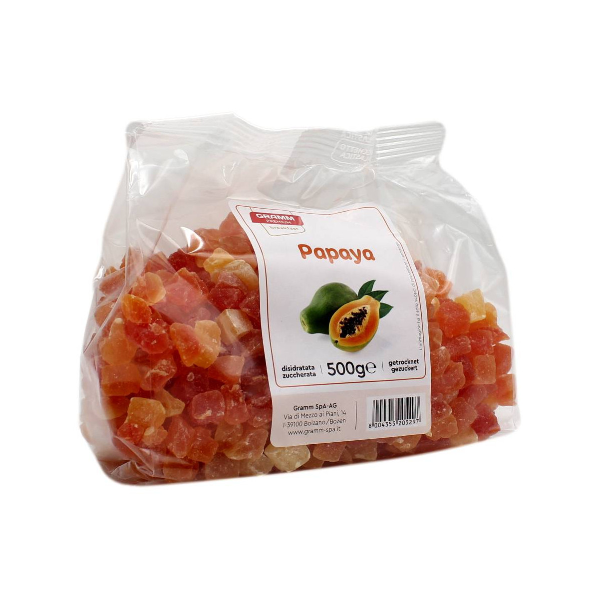 DELIKAT PAPAYA DISIDRATATA ZUCCHERATA A CUBETTI 500 GR