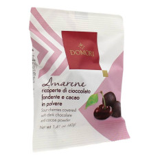 DOMORI DRAGEES AMARENE RICOPERTE DI CIOCCOLATO FONDENTE E CACAO IN POLVERE 40 GR