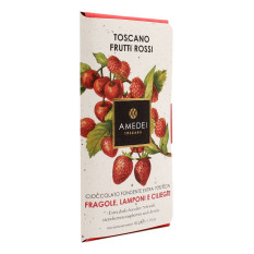 AMEDEI TOSCANO FRUTTI ROSSI TAVOLETTA FONDENTE EXTRA 70% CON FRAGOLE, LAMPONI E CILIEGIE 50 GR