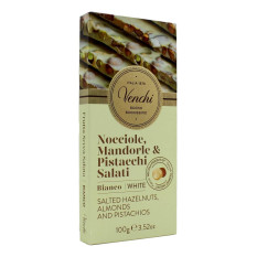 VENCHI TAVOLETTA BIANCA CON NOCCIOLE, MANDORLE E PISTACCHI SALATI 100 GR