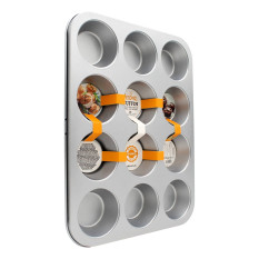 DECORA TEGLIA IN ACCIAIO ANTIADERENTE PER MUFFIN 12 CAVITA' 1 PZ