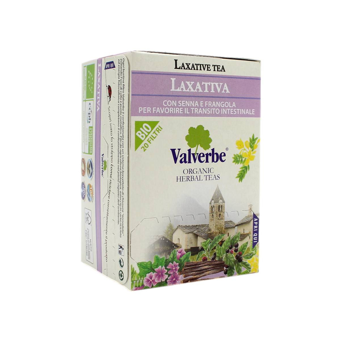 VALVERBE LAXATIVA INTEGRATORE ALIMENTARE ERBORISTICO CON SENNA E FRAGOLA PER FAVORIRE IL TRANSITO INTESTINALE 20 FILTRI 30 GR