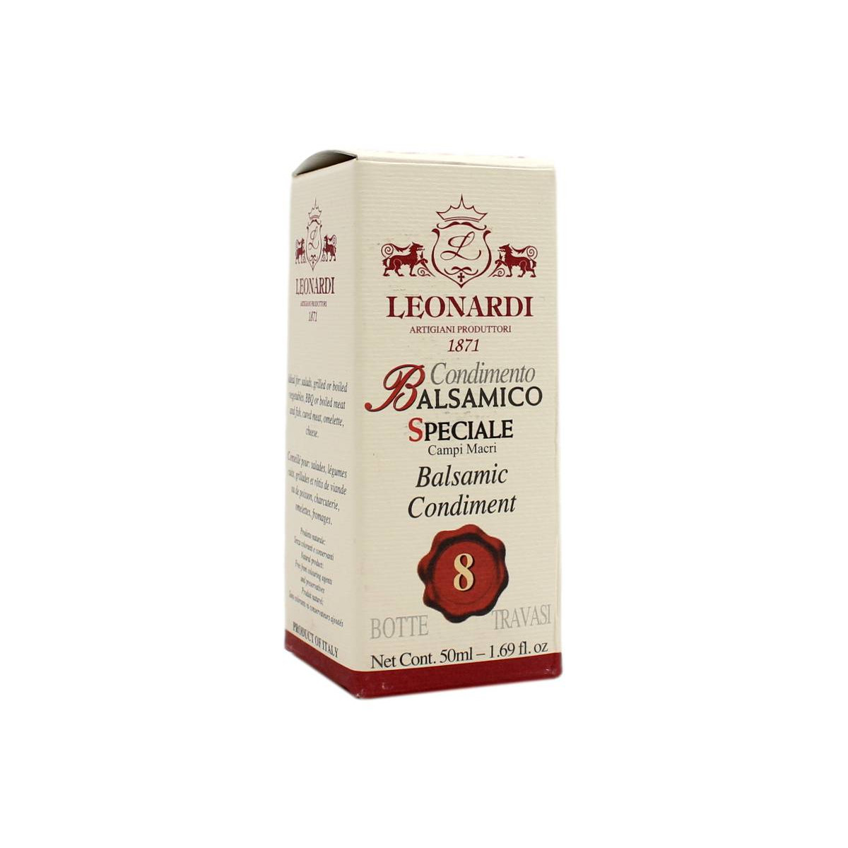 LEONARDI 1871 CONDIMENTO BALSAMICO SPECIALE CAMPI MACRI BOTTE 8 TRAVASI 50 ML