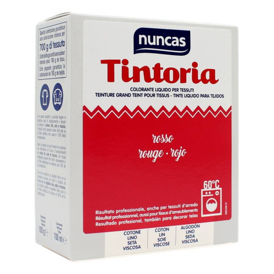NUNCAS TINTORIA COLORANTE LIQUIDO PER TESSUTI ROSSO 100 GR + 100 ML