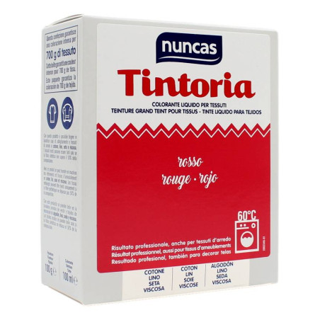 NUNCAS TINTORIA COLORANTE LIQUIDO PER TESSUTI ROSSO 100 GR + 100 ML