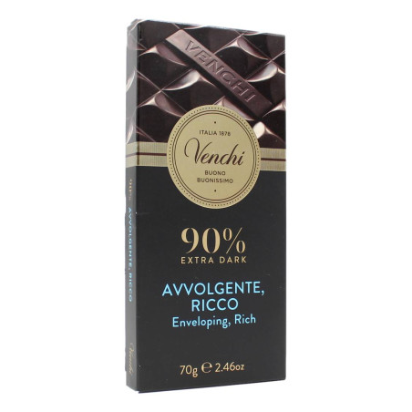 VENCHI TAVOLETTA EXTRA FONDENTE 90% AVVOLGENTE E RICCO 70 GR