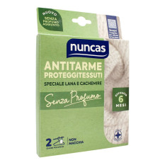 NUNCAS ANTITARME PROTEGGI TESSUTI SPECIALE LANA E CACHEMIRE ANTITARME SENZA PROFUMO 2 CIALDE