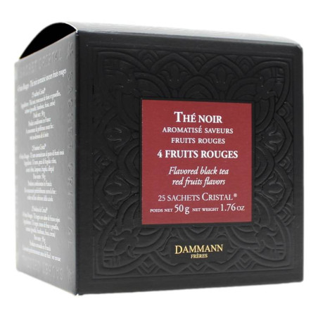 DAMMANN FRERES THE' NOIR AROMATISE' SAVEURS 4 FRUITS ROUGES 25 SACHETS CRISTAL 50 GR