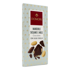 DOMORI TAVOLETTA DI CIOCCOLATO MANDORLE SICILIANE E MIELE CON CACAO CRIOLLO 75 GR