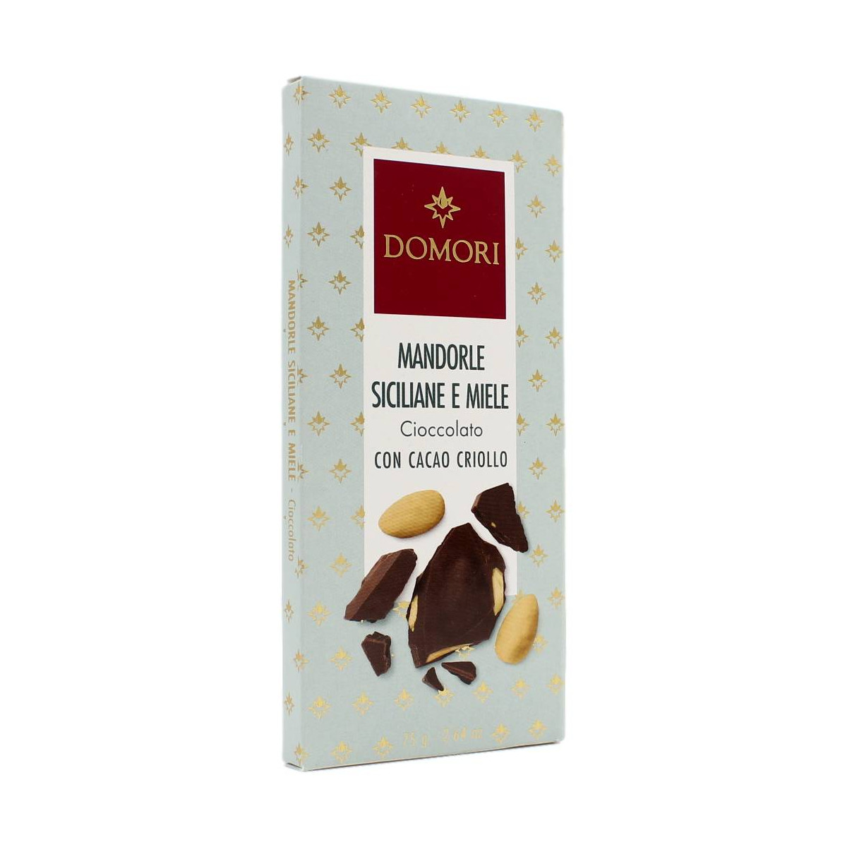 DOMORI TAVOLETTA DI CIOCCOLATO MANDORLE SICILIANE E MIELE CON CACAO CRIOLLO 75 GR