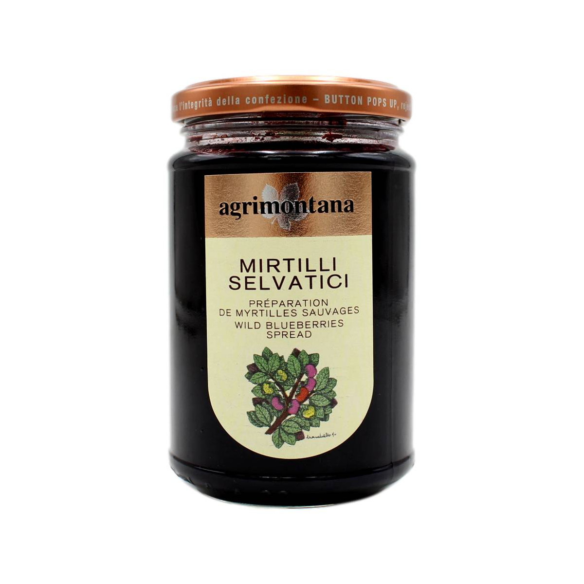 AGRIMONTANA CONFETTURA EXTRA DI MIRTILLI SELVATICI 330 GR
