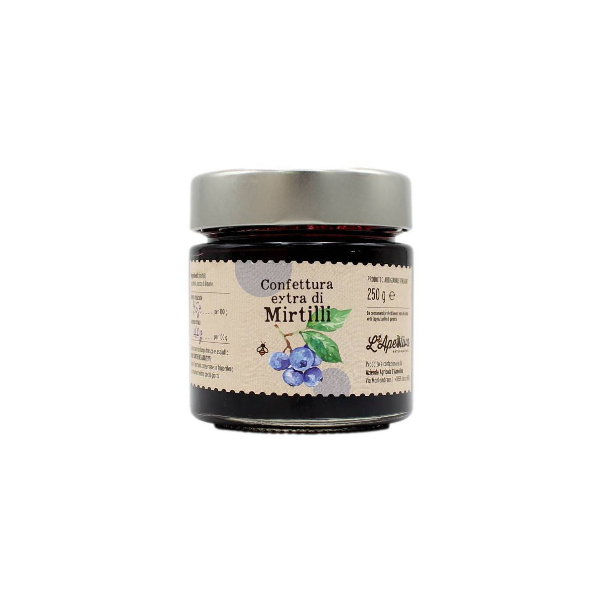 L'APEOLIVA CONFETTURA EXTRA DI MIRTILLI 250 GR L'APEOLIVA CONFETTURA EXTRA DI MIRTILLI 250 GR