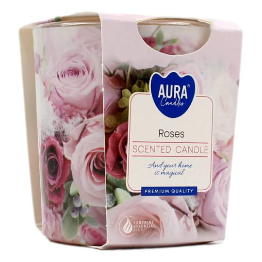 AURA CANDLES CANDELA PROFUMATA ROSA 22 ORE 100 GR