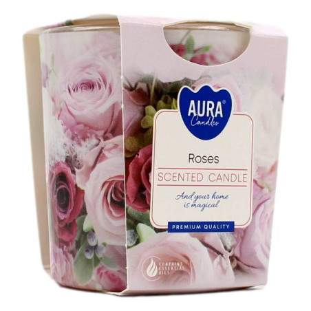 AURA CANDLES CANDELA PROFUMATA ROSA 22 ORE 100 GR
