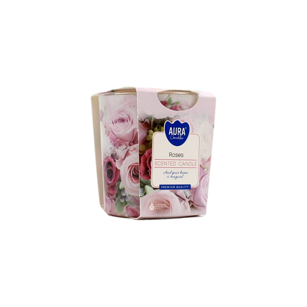 AURA CANDLES CANDELA PROFUMATA ROSA 22 ORE 100 GR