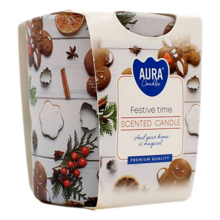 AURA CANDLES CANDELA PROFUMATA FESTIVE TIME 22 ORE 100 GR