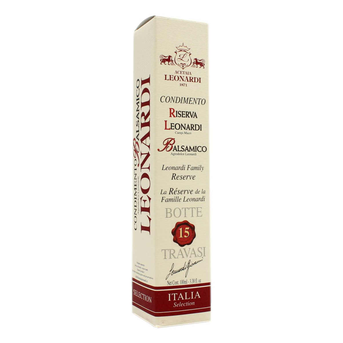 LEONARDI 1871 CONDIMENTO RISERVA INVECCHIATO IN BOTTI DI ROVERE BOTTE 15 TRAVASI 100 ML