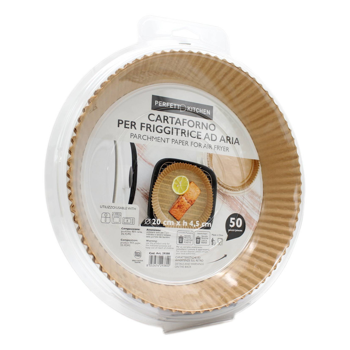 PERFETTO KITCHEN CARTAFORNO PER FRIGGITRICE AD ARIA 20X4.5 CM 50 PZ