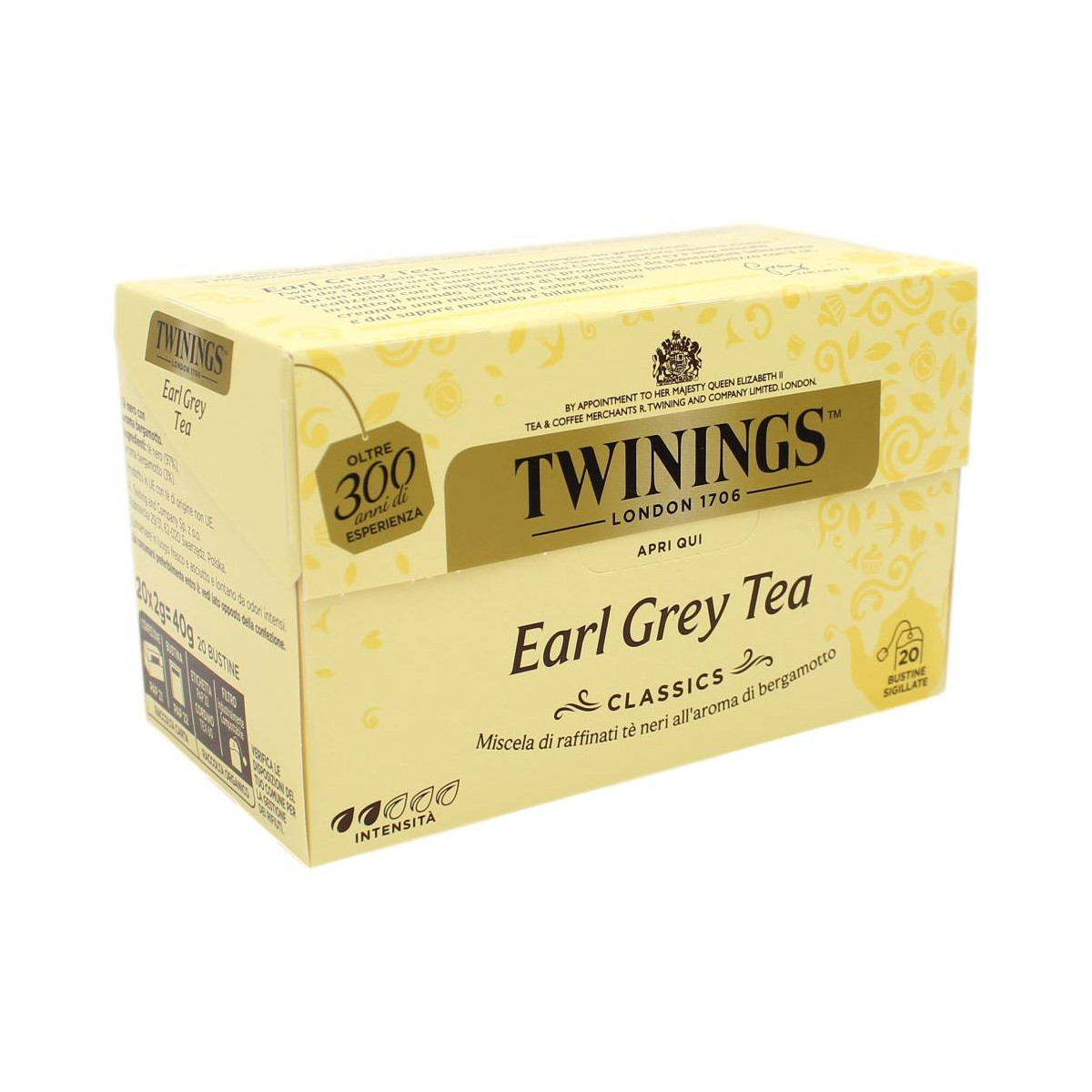 TWININGS OF LONDON EARL GREY TEA CLASSICS 20 BUSTINE 40 GR