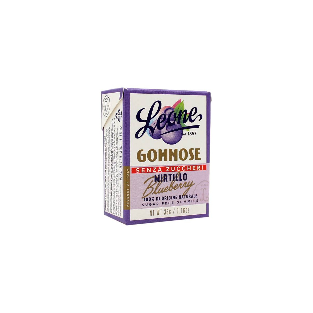 LEONE CARAMELLE GOMMOSE SENZA ZUCCHERI AL MIRTILLO 33 GR