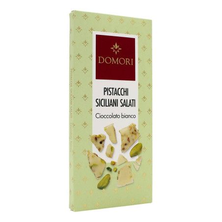 DOMORI TAVOLETTA BIANCA CON PISTACCHI SICILIANI SALATI 75 GR